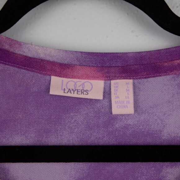 Lori Goldstien LOGO layers purple tie dye long sleeve shirt-M - Picture 4 of 5